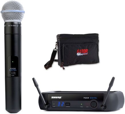 Shure PGX Digital Handheld Wireless Microphone System with Beta 58A, Wireless Bag Pack