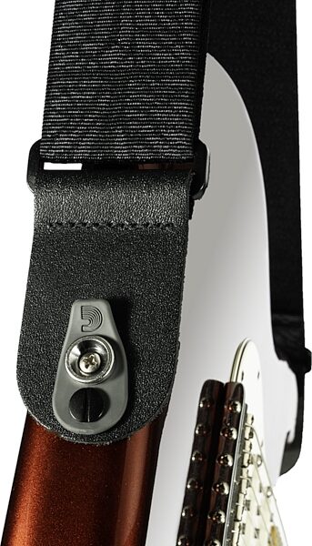 D'Addario Pad Lock Woven Guitar Strap, Lightning Black, 50TB02-RL, Locking