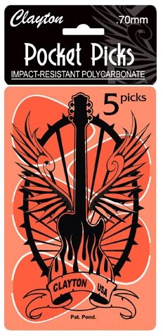 Clayton Standard Pocket Guitar Pick, Orange