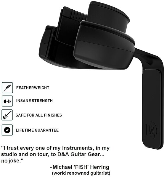 D&A Headlock Self-Locking Guitar Hanger, Black II
