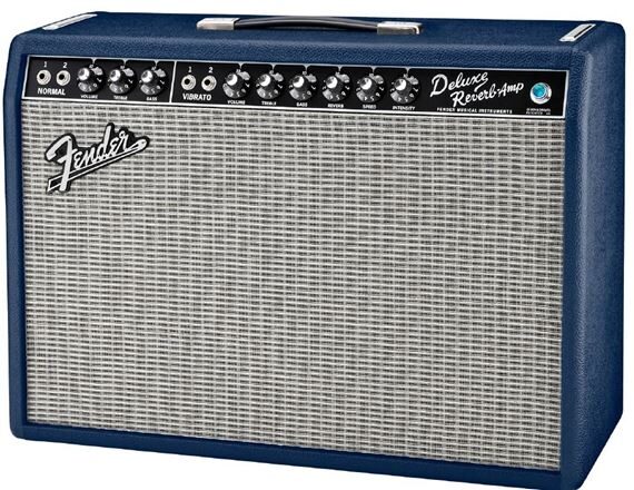 Fender Limited Edition Navy Blue '65 Deluxe Reverb Guitar Combo Amplifier, Main