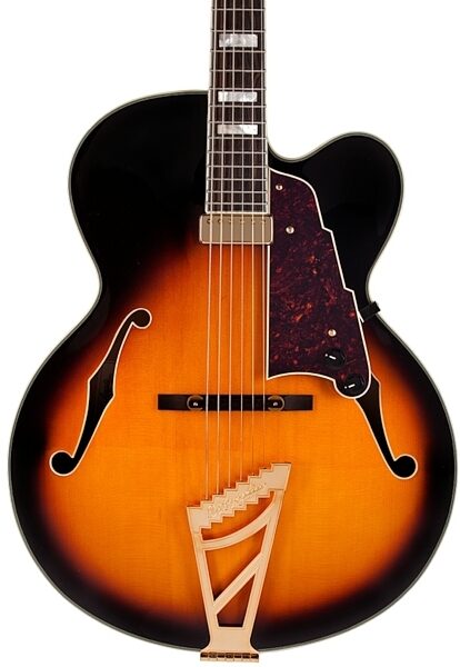 D'Angelico Excel EXL-1 Archtop Hollowbody Electric Guitar (with Case), Vintage Sunburst - Body Closeup