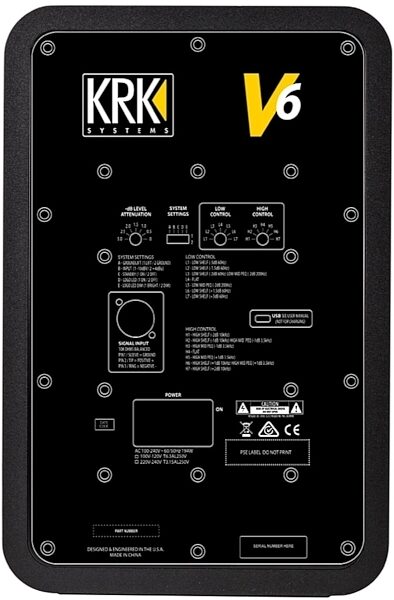 KRK V-Series V6 S4 Powered Monitor, Black, Single Speaker, Back