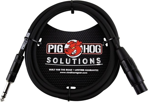 Pig Hog 1/4" TRS (Male) to XLR (Female) Cable, 3 foot, Main