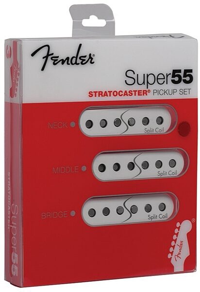 Fender Super 55 Split Stratocaster Pickup, Complete Set Box Angle