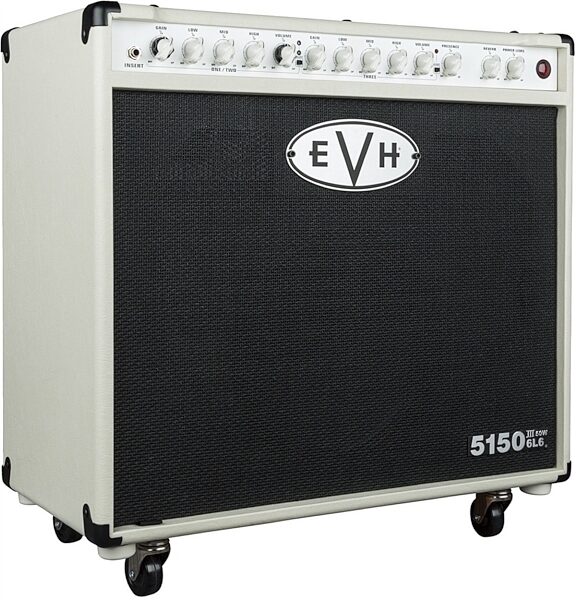 EVH Eddie Van Halen 5150III 6L6 Guitar Combo Amplifier (50 Watts, 1x12"), Ivory, Angle