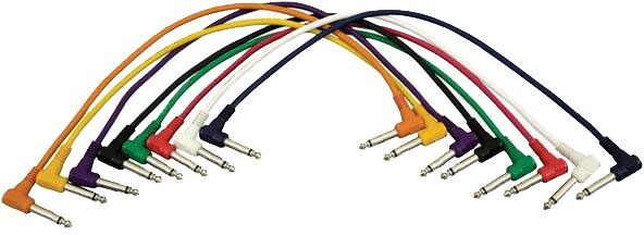Hot Wires 1/4" TS Patch Cables (8-Pack), Right Angle End