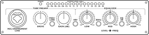 PreSonus Digitube Single Channel Tube Microphone Preamp, Diagram Front