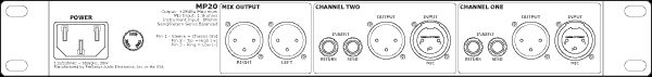 PreSonus MP20 2-Channel Class A Preamp, Diagram Back