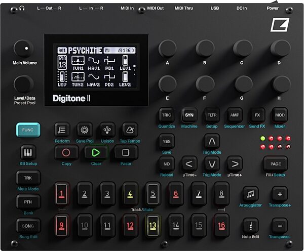 Elektron Digitone II Desktop Synthesizer, New, Action Position Back