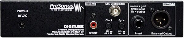 PreSonus Digitube Single Channel Tube Microphone Preamp, Back