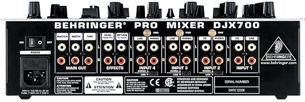 Behringer DJX700 5-Channel DJ Mixer, Rear