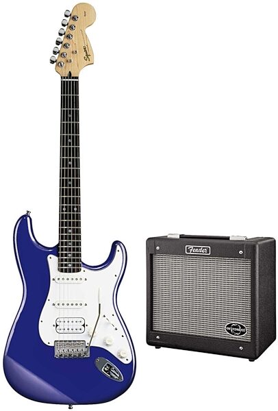 Squier Stop Dreaming Start Playing Affinity Strat HSS Electric Guitar Package with G-DEC Amplifier, Blue