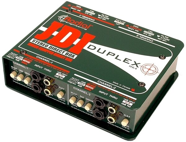 Radial JDI Duplex Stereo Passive DI Box, Angle