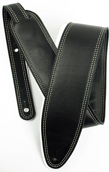 LM Straps EH35 3.5" 3-Ply Leather Guitar Strap, Black