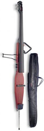 Stagg EDB Electric Upright Bass (with Gig Bag), Transparent Red