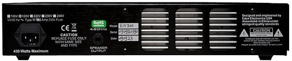 Eden E300 Bass Amplifier Head (300 Watts), Rear