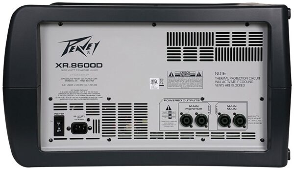 Peavey XR8600D Powered Mixer, Rear