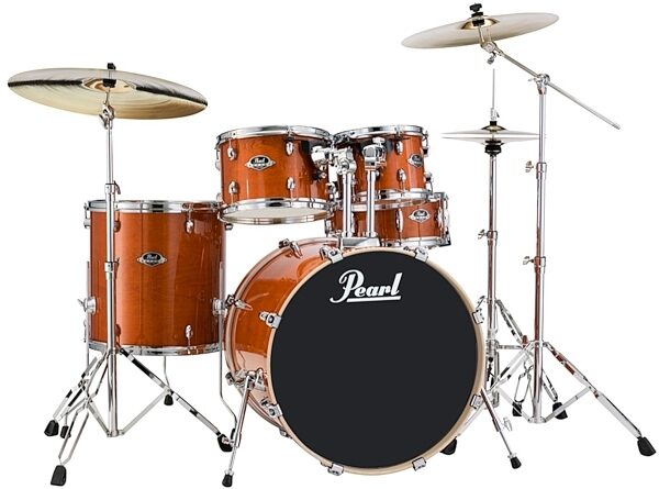 Pearl EXL725SS Export Lacquer Drum Shell Kit, 5-Piece, Honey Amber