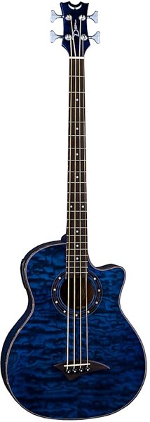 Dean Exotica Quilt Ash Acoustic-Electric Bass, Transparent Blue