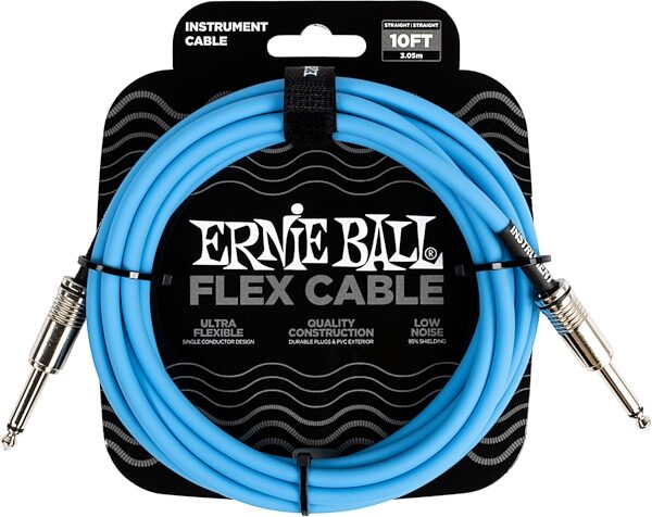 Ernie Ball Flex Instrument Cable, Blue, 10 foot, Action Position Back