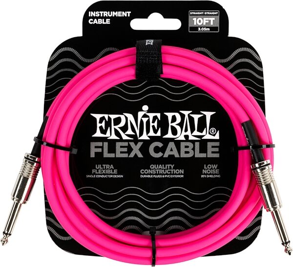 Ernie Ball Flex Instrument Cable, Pink, 10 foot, Action Position Back