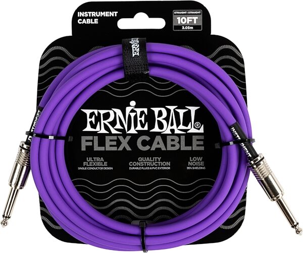 Ernie Ball Flex Instrument Cable, Purple, 10 foot, Action Position Back