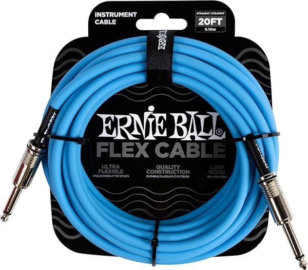 Ernie Ball Flex Instrument Cable, Blue, 20 foot, Action Position Back