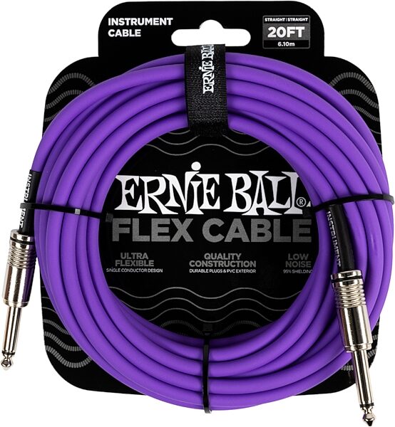 Ernie Ball Flex Instrument Cable, Purple, 20 foot, Action Position Back
