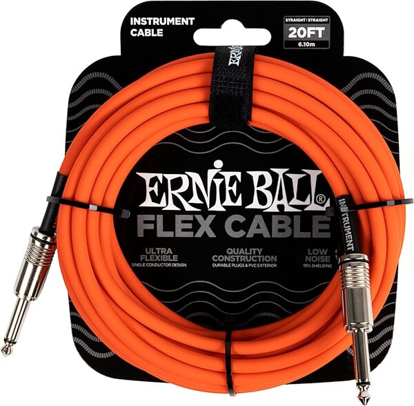 Ernie Ball Flex Instrument Cable, Orange, 20 foot, Action Position Back