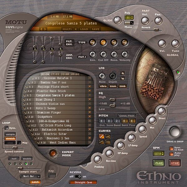 Mark of the Unicorn (MOTU) Ethno World Virtual Instrument Soft Synth, Main