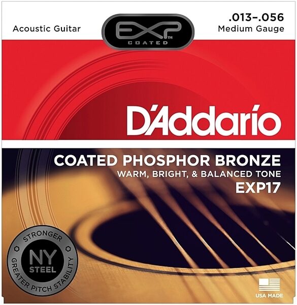 D'Addario EXP Coated Phosphor Bronze Acoustic Guitar Strings, Main
