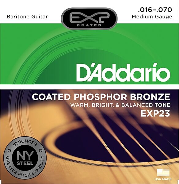 D'Addario EXP23 EXP Coated Baritone Guitar Strings, Action Position Back