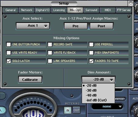 Mackie D8B Digital 8-Bus Pro Recording Console, Setting Dim Amount