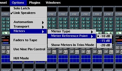 Mackie D8B Digital 8-Bus Pro Recording Console, Meter Reference Point