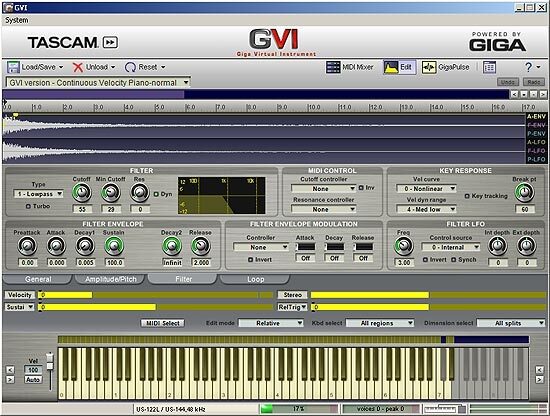 TASCAM GVI Giga Virtual Instrument Plug-In (Windows), Filter