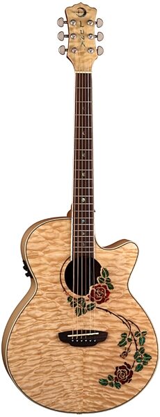 Luna Flora Rose Acoustic-Electric Guitar, Gloss Natural