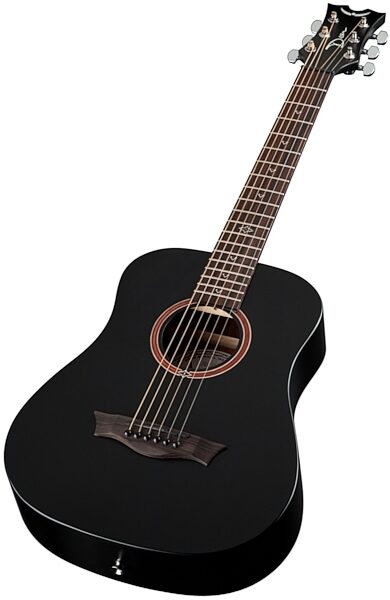 Dean Flight Travel Acoustic Guitar (with Gig Bag), Black Satin - Angle