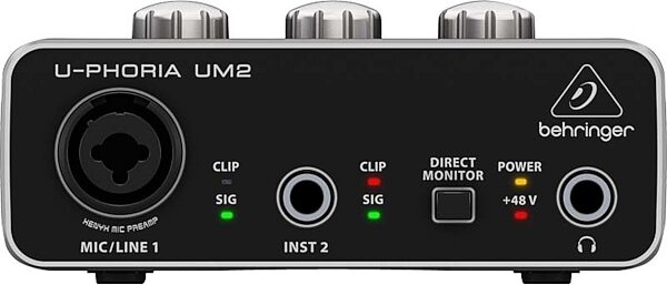 Behringer UM2 U-Phoria USB Audio Interface, New, Front