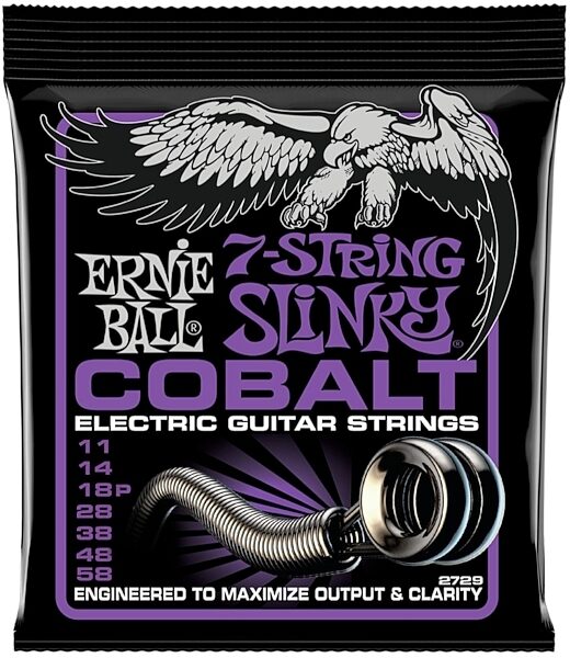 Ernie Ball Power Slinky Cobalt 7-String Electric Guitar Strings - 11-58 Gauge, New, Main