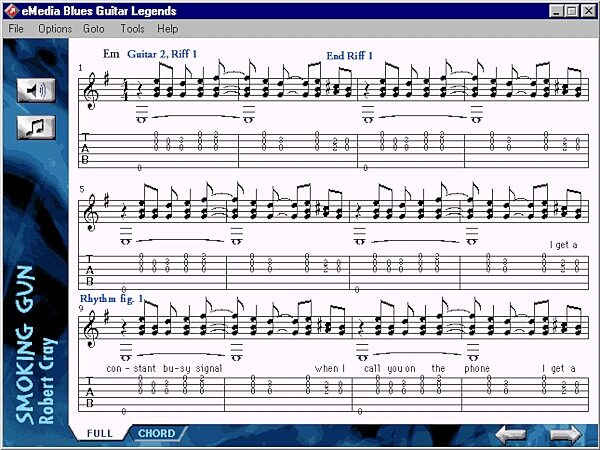 eMedia Blues Guitar Legends Educational Software (Macintosh and Windows), Full Notation