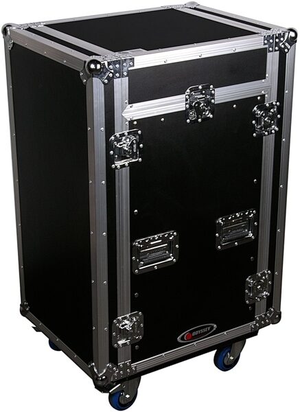 Odyssey FZ1116WDLX Flight Zone Combo Rack Case with Casters and Workstation Table, FZ1116WDLX, Deluxe with Workstation Table, Scratch and Dent, Closed