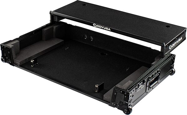 Odyssey RANE FOUR Black Label 1U-Flight Case with Glide Style Laptop Platform and Wheels, New, Action Position Back