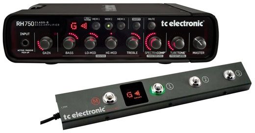 TC Electronic RH750 Bass Amp 2.0 Head (750 Watts), RC4 Controller Pack