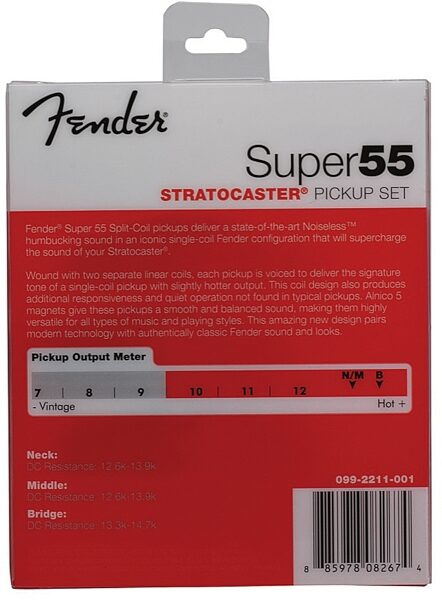 Fender Super 55 Split Stratocaster Pickup, Complete Set Box Back