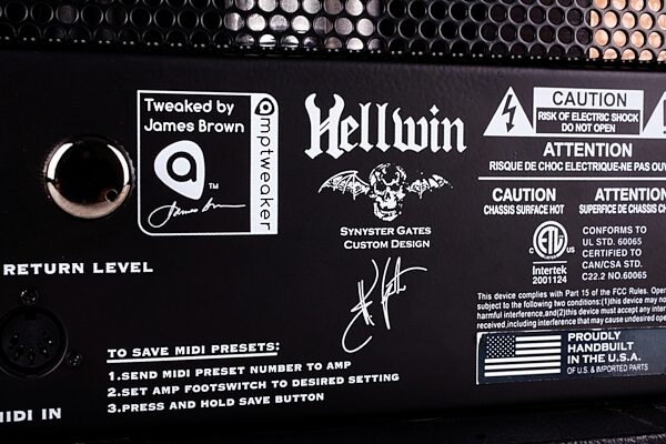 Schecter SYN100 Hellwin USA 100 Guitar Amplifier Head (100 Watts), Back Closeup