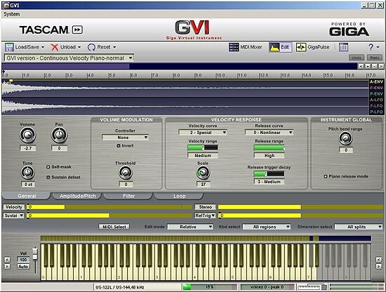 TASCAM GVI Giga Virtual Instrument Plug-In (Windows), General