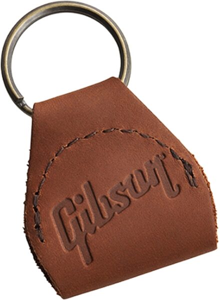 Gibson Premium Leather Pickholder Keychain, Brown, Action Position Back