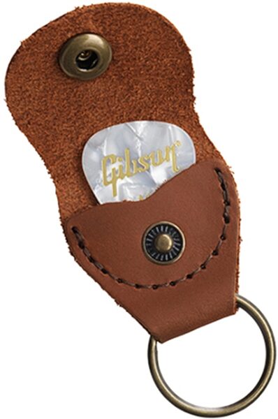 Gibson Premium Leather Pickholder Keychain, Brown, Action Position Back