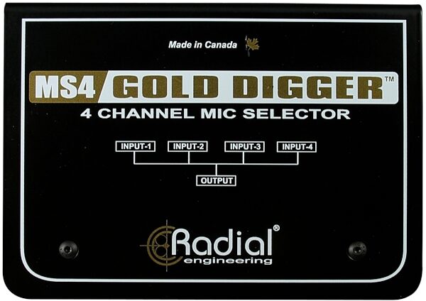 Radial Gold Digger Passive 4-Channel Microphone Selector, Top